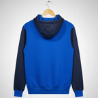 Unisex Color Block Hoodie | Black & Royal Blue Cotton Fleece