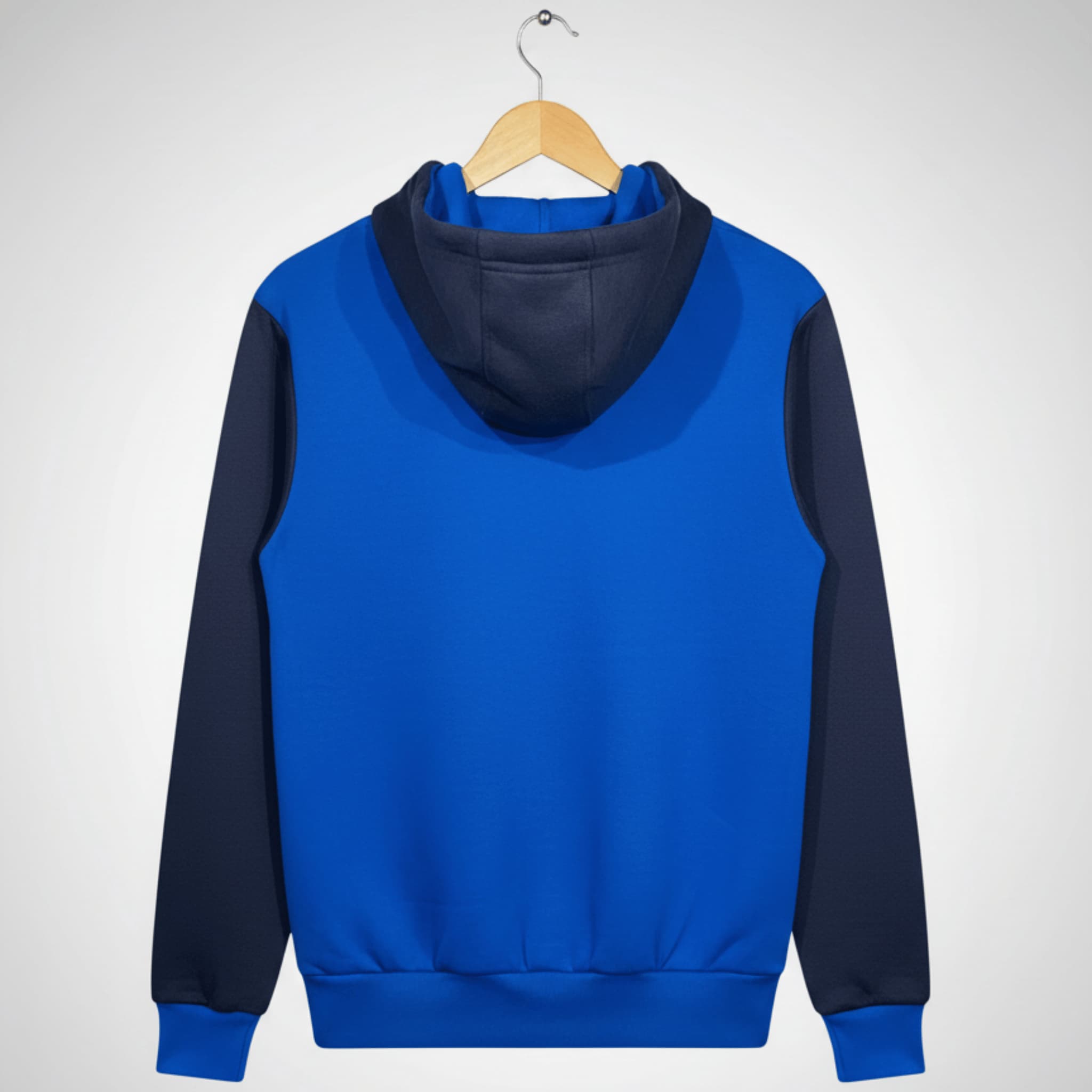Unisex Color Block Hoodie | Black & Royal Blue Cotton Fleece