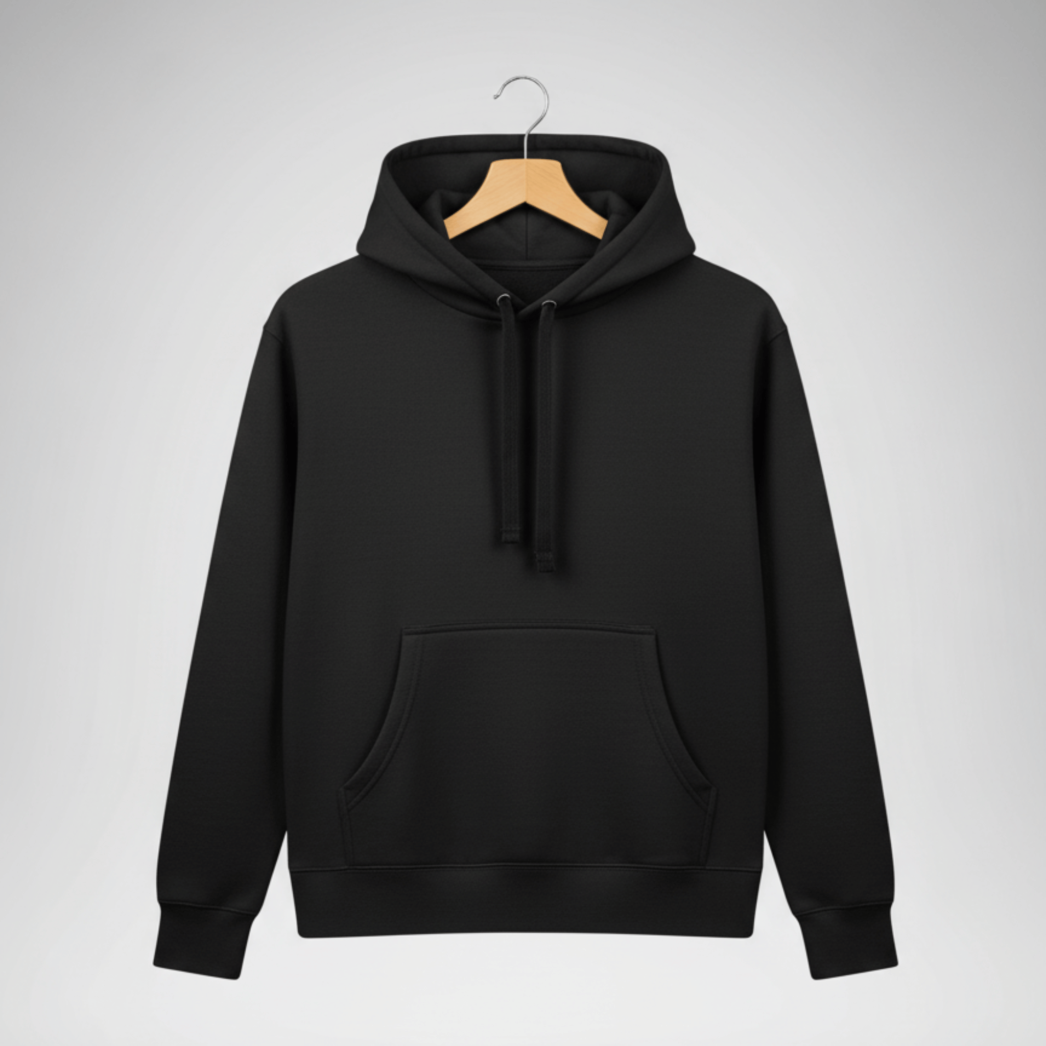 Unisex Black Plain Hoodie | Premium Cotton Fleece