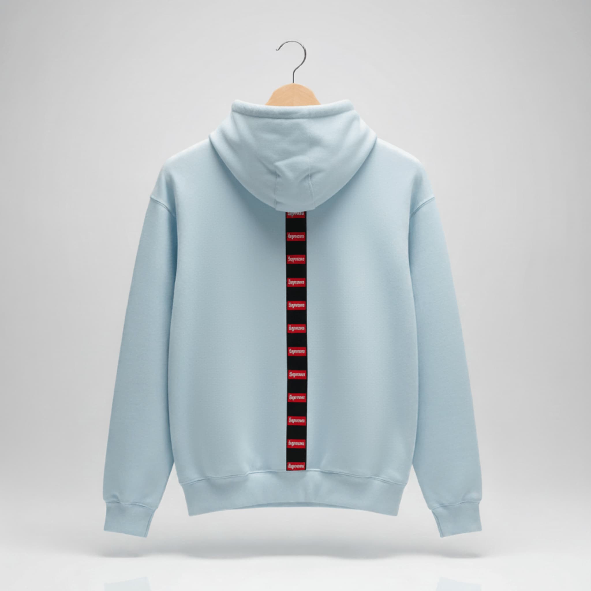 Unisex Light Blue Striped Hoodie | Block Style Cotton Fleece