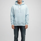 Unisex Light Blue Striped Hoodie | Block Style Cotton Fleece