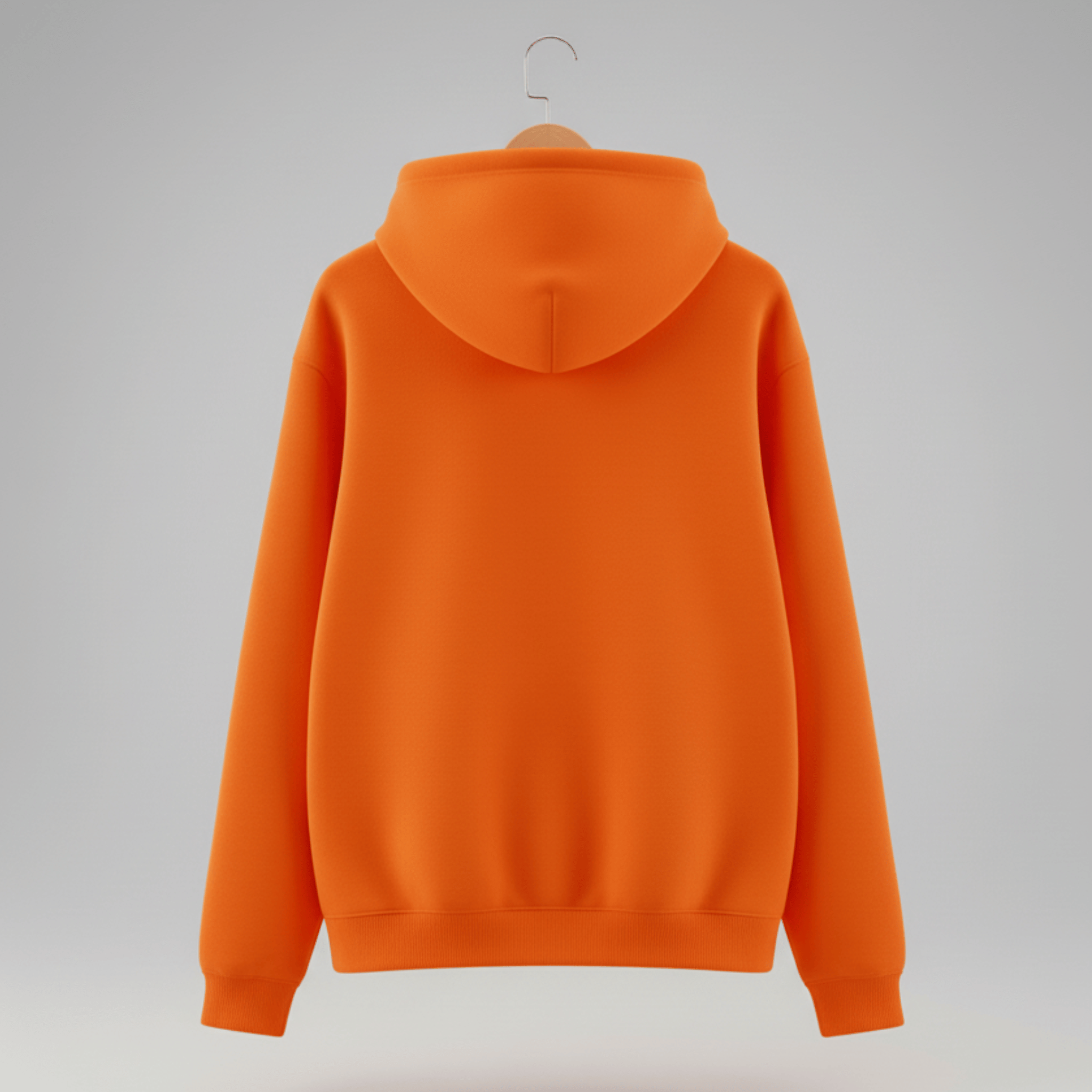 Unisex Orange Solid Color Hoodie