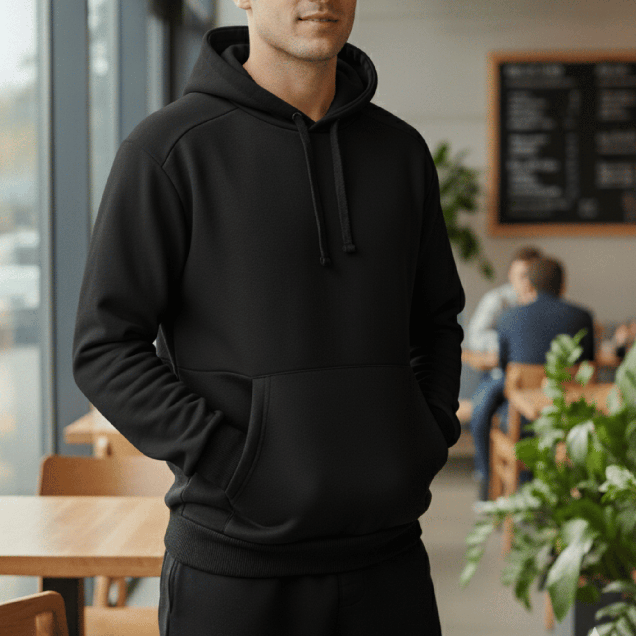 Unisex Black Plain Hoodie | Premium Cotton Fleece